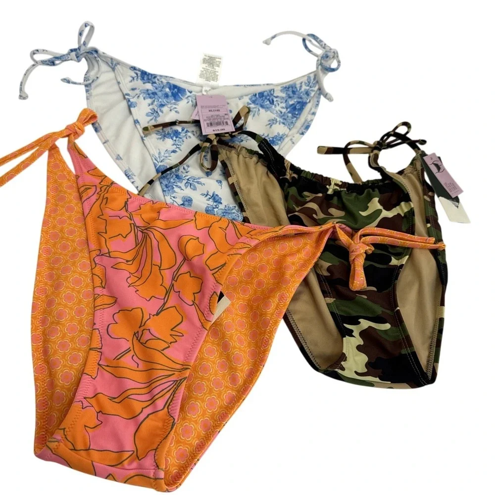 NWT Wild‎ Fable Target Bikini Bottom Bundle Lot of 3 XL Floral Camo Pink Orange